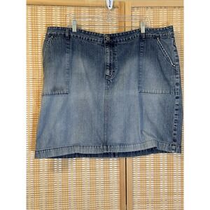 Tommy Hilfiger Womens 22 Flag Logo Denim Mini Skirt Y2K Streetwear Western Boho‎